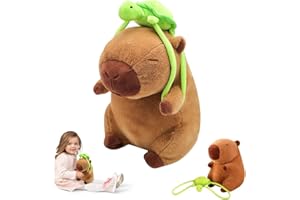 DTXYBC Capybara Plüschtier, 25cm Capybara Kuscheltier, Capybara Tragende Schildkröte, Simulation Capybara Plüschtier, Niedlichen Capybara Plushies, Geburtstagsgeschenk für Kinder