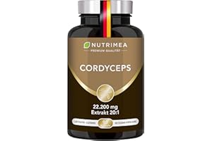 LABORATOIRES NUTRIMEA CORDYCEPS – 22200 mg – Cordyceps-Myzel-Extrakt 20:1 – Hochdosiert an Polysacchariden – Adaptogener Pilz – 90 vegane Kapseln – Nutrimea