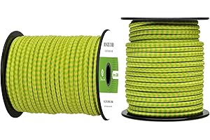 Abma Cord Corda Elastica 5mm 20M Corda di Gomma Cavo Elastico Marino per Teloni, Tende e Bagagli - Neon Verde Giallo