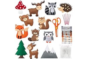 Celestia 12 piezas kit costura niños – Figuras de animales de peluche para coser y rellenar, adecuado para niños de 6 años y más y principiantes