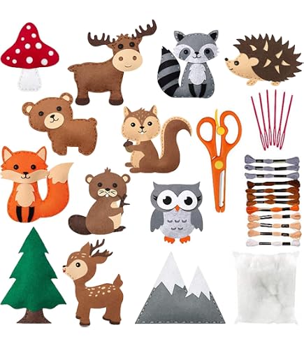 COYUN Kit De Costura Para Niños – 6 Figuras De Animales De Fieltro, Manualidades Educativas DIY, Incluye Agujas De Plástico, Hilo Y Decoración, Ideal Para Principiantes +3 Años