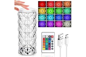 Auezona LED Kristall Lampe, 2500mAH 16 Farben Touching Control Rose Crystal, 4 Modi USB Rosenschatten Tischlampe mit Fernbedienung, Nachttischlampe Farbwechsel Nachtlicht für Schlafzimmer