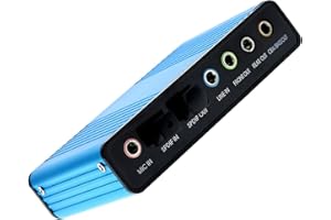 LEAGY 6 Channel External USB 5.1 Surround Sound Card for PC Laptop, Windows 10/8/7/XP, Blue