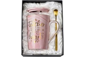 ALBISS Unique Teacher Appreciation Gifts for Women - Best Teacher Christmas Gifts for Teachers, 14oz Pink Marble Ceramic Coffee Mug Printed with Gold, Retirement Birthday Ideas, End of The Year, Gift Boxed