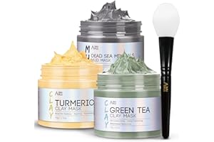 ‎ANAIRUI ANAiRUi Kurkuma Gesichtsmaske - Grüner Tee Ton Maske - Totes Meer Mineralien Schlamm Masken, Spa Gesichtsmasken Set für Tiefenreinigung, Entgiftung, Akne und Mitesser, 210 g