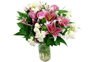 CLARE FLORIST Cascade Fresh Flower Bouquet - Stunning Fresh Flowers in Lovely Pink and White Tones