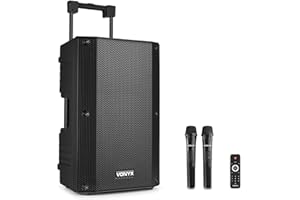 VONYX VSA500 12-Inch Portable PA System with 2 Wireless Mics, 800W Portable PA Speaker, Complete Sound System for Events, Parties, Public Speaking, Versatile and Durable Audio Solution