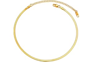 PROSTEEL Collana a Girocollo Donna a Catena Serpente Piatta 3/5/ 8mm, Lunghezze Regolabile 38/42/ 46cm, Acciaio Placcato Oro, Oro, Hip Hop Punk Rap (con Confezione)