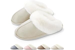 RUVVDR Hausschuhe Damen Herren Winter Warme Pantoffeln Damen Herren mit Memory Foam Flauschige Plüsch Weiche Rutschfeste Slippers Innen Außen