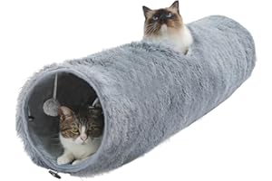 PAWZ Road Plüsch Katzentunnel für Indoor Katzen, Multifunktionales Katzenspielzeug Grau
