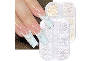 GZSYY Nagel Perlen Nagel Steine Weiß 2 Boxen Nail Art Charms 12 Designs Nail Art Perlen Micro Nagelschmuck für Gelnägel