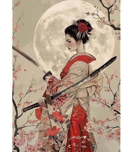Kit Diamond Painting Samouraï Japonais 45x60 Cm – Toile 5D Complète Avec Diamants Carrés, Idéal Décoration Murale DIY - 8