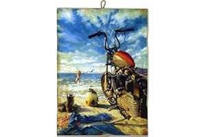 KUSTOM ART Cuadro de estilo vintage Harley Davidson con baño de colección, impresión sobre madera, fabricado en Italia – Idea regalo