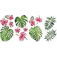 Roommates Tropical Hibiscus Flower Peel And Stick Wall Decals, Pink, Green, Orange, 4 Sheets 9 Inches X 17.375 Inches - RMK3904SCS