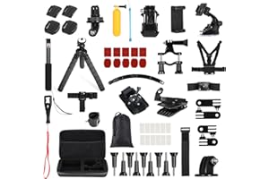 Camnoon 60 in 1 Kit d'Accessoires pour Caméra d'action Compatible avec GoPro Hero 13 12 11 10 9 8 Max 7 6 5 Insta360 Xiaomi YI Action Camera avec Sac de Transport