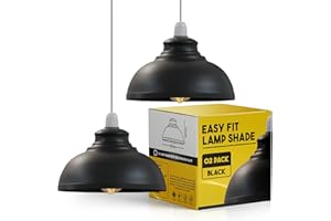 LEDSONE Black Ceiling Light Shade, Metal Lampshades for Ceiling Lights, Modern Easy Fit Pendant Lamp Shades for Table Lamps, Living Room, Bedroom, Kitchen, Hallway, Home Décor, Office