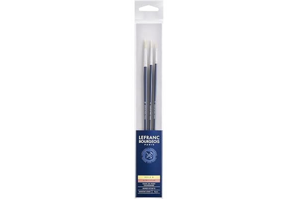 Lefranc Bourgeois Set de 3 Pinceaux en Soie de Porc Ronds n°2/6/10 Manche Long