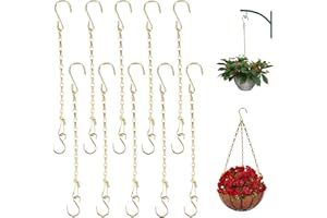 LUMINARYLAIR 10 Pièces Or Chaîne en Métal de Suspension, 25cm Chaîne Suspendue avec Crochet en S, Chaînes Pot de Fleurs, Chaîne de Panier Suspendu pour Mangeoires, Cage à Oiseaux, Billboard, Lanternes, Ornements