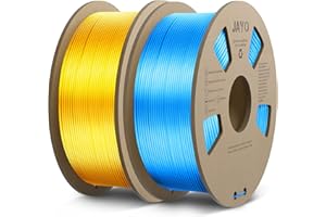 JAYO Filament PLA Silk 1,75 mm, Shiny PLA do drukarki 3D, 2,2 kg, filament Neatly Wound, dokładność pomiaru +/- 0,02, 2 cewki PLA+ złoty + niebieski