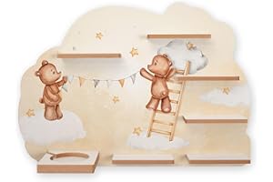‎KREATIVE FEDER Sammel-Regal „Teddys beim Schmücken“ Regal geeignet für Tonie Box und Tonies Wandregal für Musikbox und Figuren ideales Kinder-Regal zum Spielen und Sammeln ca. 55x41 cm (Teddys beim Schmücken)