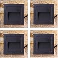 Prop It Up 3Watts IP65 Square Waterproof Recessed Aluminum Embedded Staircase Corner Outdoor Led Step Light (4p , Black)