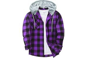JACKETOWN Plaid Casual Sweatshirt Hoodie Long Sleeve Men's Shirt With Pocket Button Down Checked Jacket Flannel Regular Fit 4 Seasons Lumberjack M-3XL
