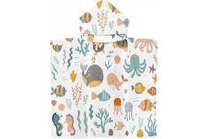 KDIMSU Kapuzen Badeponcho, 65 x 75 cm Kinder Badeponcho mit Kapuze, Kind Poncho Handtuch, Baby Kapuzen Strandtücher, Mikrofaser Badetuch Kinder Strandtuch Jungen Mädchen für Strand Schwimmen Dusche