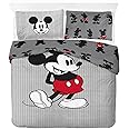 Jay Franco Disney Mickey Mouse Stripes 100% Cotton Double Duvet Cover Set - Includes 50 x 70cm Pillowcase