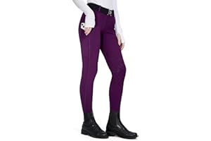 FitsT4 Sports Pantalon d'équitation en polaire pour filles - Avec poches - Avec empiècement au genou