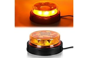 Yinaolan LED Amber Warning Beacon Light, 16LEDs 12/24V Orange Blinking Lamp 3 Flash & 3 Rotating Patterns for Agricultural Machines, Commercial Vehicle, School Bus, Tractor Excavators Truck