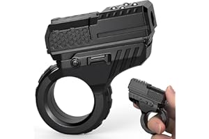 DILABNDA Fidget Slider Gun EDC Finger Clicker Ring Hand Roller Fidget Button Sensory Toy for Adults Kids, Textured Fingertip Focus Tool, Finger Workout Gadget - Black/Plastic