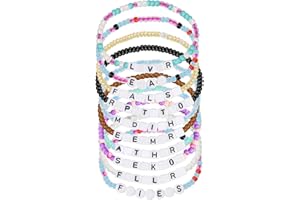 BLMHTWO 10PCS Friendship Bracelets Set Evermore Inspired Bracele Adjustable Flat Beads Letter Colorful Bracelets for Eras Music Concert Outfit Gifts Girls Letter Beads