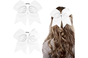 WLLHYF 2 duże kokardki do włosów, 2 szt., Jumbo koński ogon, elastyczna opaska do włosów, ręcznie wykonana, biała kokardka, ozdoba do włosów na Boże Narodzenie, dla cheerleaderek, nastolatków