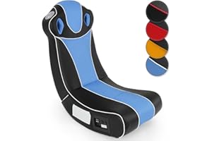 MIADOMODO® Sedia Multimediale - Sistema Audio, con Altoparlanti Integrati e Subwoofer, Imbottita, Pieghevole, Rosso-Nero - Sedia Gaming a Dondolo, da Gioco, Poltrona Musicale