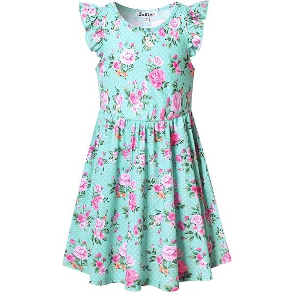 Bonny Billy Girls Vintage Floral Swing Dress - Party Dress For Kids In S-Blue - View #9
