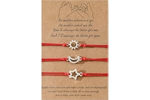 SIXDUTON 3 pezzi Bracciale Sorella Amicizia, Braccialetto in Acciaio Inossidabile Sole Luna Stella per Donne, Di Amicizia A Lunga Distanza Promesse Braccialetti