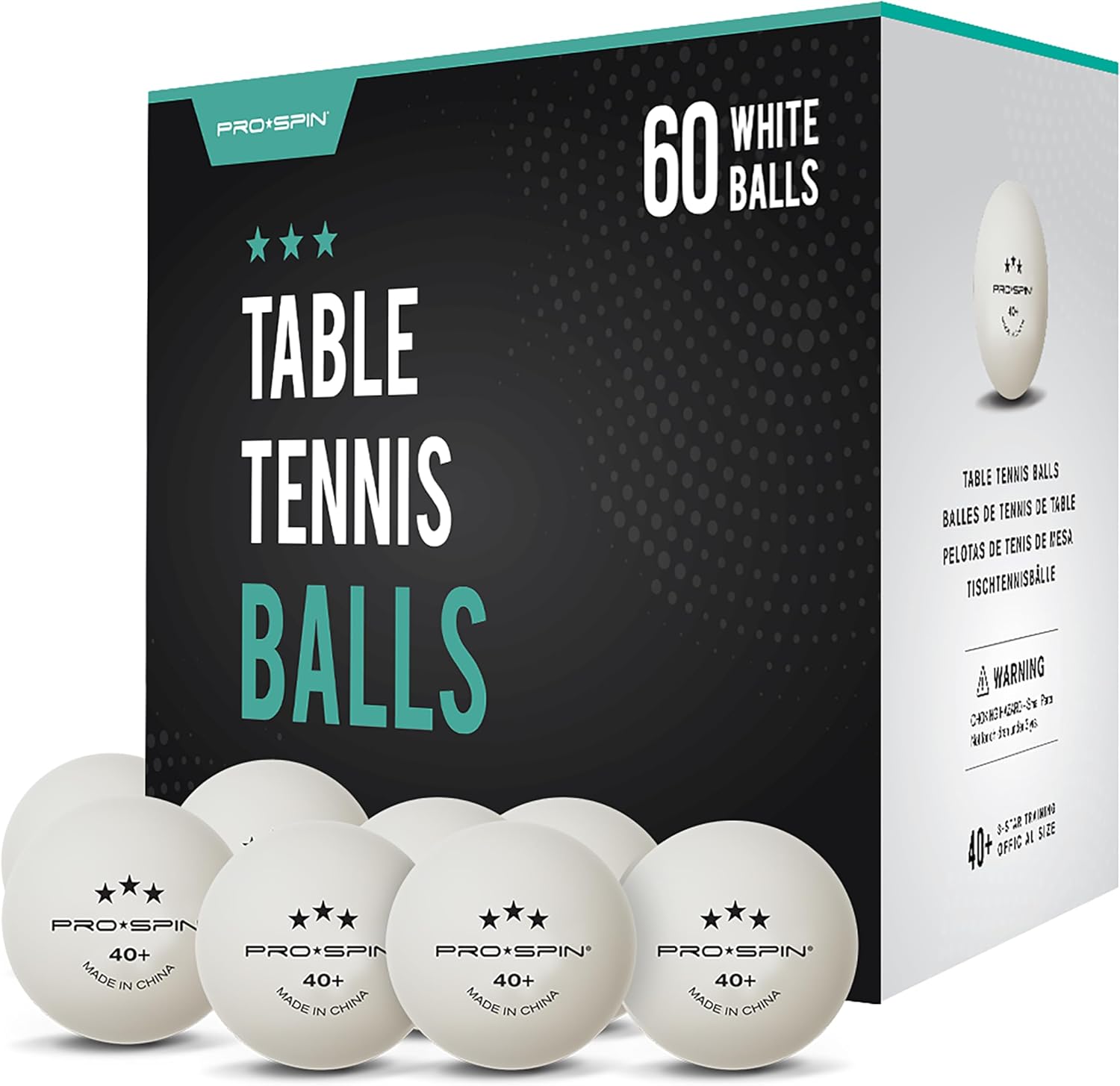 PRO-SPIN Pelotas de Ping Pong – 3 Estrellas, aprobadas por la ITTF | Pelotas de ABS 40+ de Alto Rendimiento para Tenis de Mesa Profesional, para Interior y Exterior