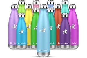 ‎KOLLYKOLLA KollyKolla Thermosflasche,Trinkflasche Edelstahl 350ml, 500ml, 650ml,750ml-Auslaufsicher Thermoskanne, BPA-Frei Wasserflasche für Kinder, Sprudel, Sport, Uni, Schule, Fitness, Outdoor, Camping