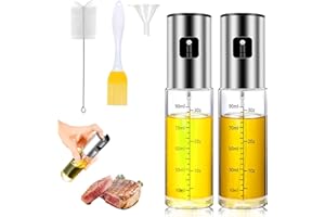 Rhimooay 2 Stück Ölsprüher, öl sprühflasche zum kochen ölsprüher für heißluftfritteuse, sprühflasche öl mit 100 ml Fassungsvermögen (Glas)
