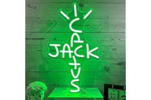 XJNOLGXIQU Panneau néon Cactus Jack vert LED pour Travis Scot décoration murale, néon, rap parlant de la côte ouest, panneau lumineux à suspendre, adapté pour la décoration murale de la pièce