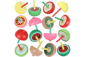 ZOEON Lot de 25 toupies en bois, gyroscope en bois colorés artisanaux pour enfants (couleur des fruits aléatoires)