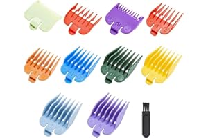 DEWFIGS ㅤ 10 Pack Clipper Guards, Professional Hair Clipper Guide Combs Replacement Guards Compatible with Most Clippers (Assorted Colors, Sizes 1.5mm-25mm), Durable ABS Plastic, Heat Resistant