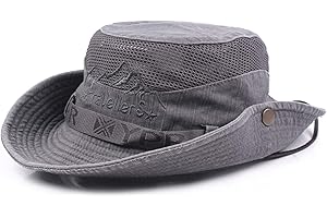 Charmylo Bawełniany kapelusz przeciwsłoneczny, męski, letni kapelusz, ochrona przed promieniowaniem UV, kapelusz wędrowny, trekkingowy, składany kapelusz safari, kapelusz z paskiem pod brodę,