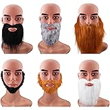 WILLBOND 6 Pieces False Beard Moustaches Halloween Beard Funny Fake Beard Costume Accessory Party Accessories for Adults Chil