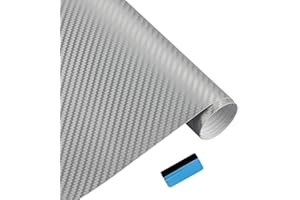 NewL 3D Carbon Fiber Vinyl Wrap Roll with Air Release Bubble Free Adhesive Film Contain Installation Tools (Silver, 30cm x 150cm)