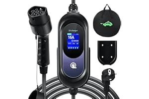EVJUICION Caricabatteria per auto elettrica Tipo 2 8-16A 3.6KW, Caricabatterie Tipo 2 programmato con display, Caricatore per veicoli elettrici, Cavo di ricarica con borsa (6M)