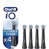 Oral-B iO Ultimate Clean Testine Spazzolino Elettrico, Confezione da 4 Testine di Ricambio Nere, Rimuove il 100% della Placca
