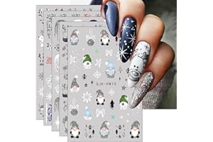 JMEOWIO Glitter Natale Adesivi Unghie Nail Art 10 Fogli Stickers Unghie Autoadesivi Decorazioni Unghie Nail Art Disegni