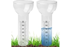 BEHOGAN Lot de 2 pluviomètres : pluviomètre en verre de 35 mm avec échelle transparente, pluviomètre en forme d'entonnoir, pluviomètre d'extérieur résistant au gel pour jardin, terrasse, pelouse, paysage et a