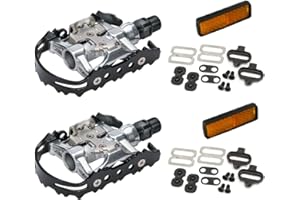 CICLOSPORT CSM Pedali Mountain Bike MTB Doppia Funzione - Attacco SPD Shimano + Standard Piatto - TACCHETTE COMPRESE